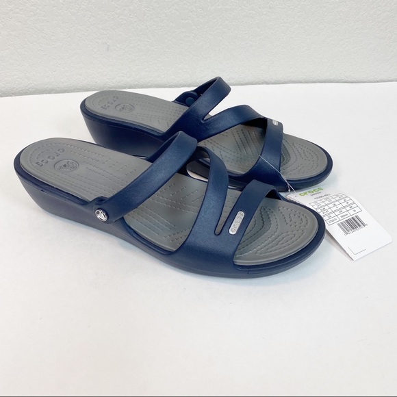 navy blue slide sandals